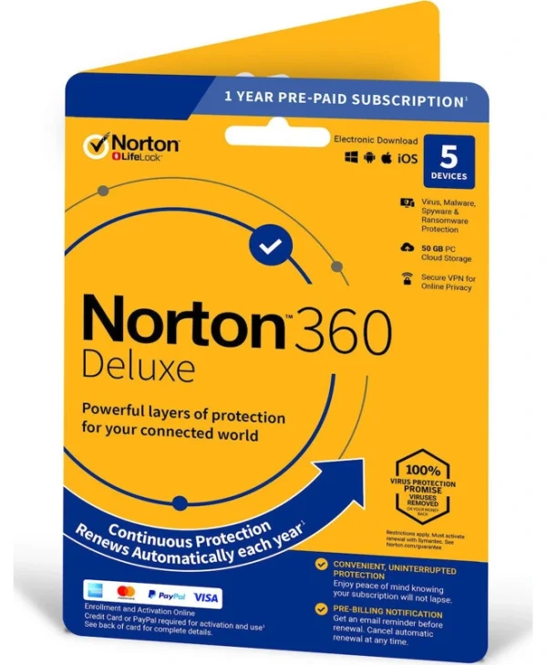Norton 360 Deluxe για 5 Συσκευές και 1 Έτος Χρήσης