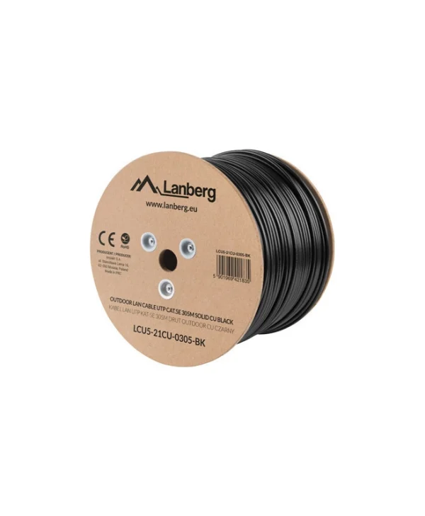 Lanberg U/UTP Cat.5e Καλώδιο Δικτύου Ethernet χωρίς ακροδέκτες 305m Μαύρο 1τμχ