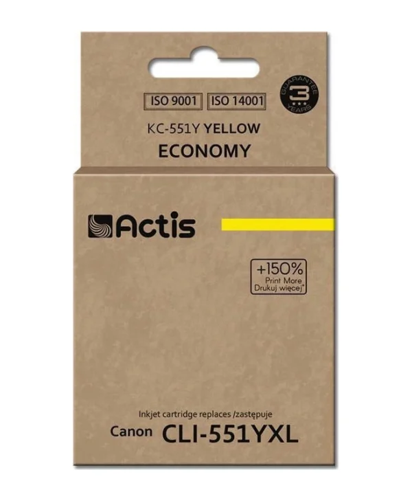 Actis Συμβατό Μελάνι Εκτυπωτή InkJet Canon CLI-551YXL 12ml Κίτρινο 1τμχ