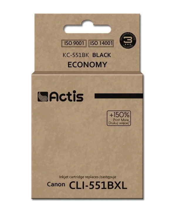 Actis Συμβατό Μελάνι Εκτυπωτή InkJet Canon CLI-551BK 12ml Μαύρο 1τμχ