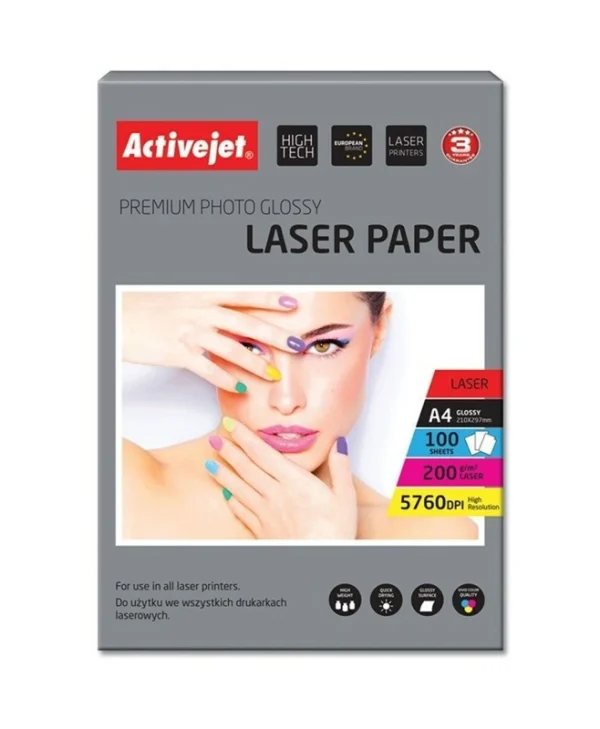 Active Jet Premium Photo Φωτογραφικό Χαρτί Gloss A4 (21x30) 200gr/m² για Εκτυπωτές Laser 100 Φύλλα