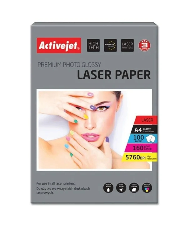 Active Jet Φωτογραφικό Χαρτί Gloss A4 (21x30) για Εκτυπωτές Laser 100 Φύλλα