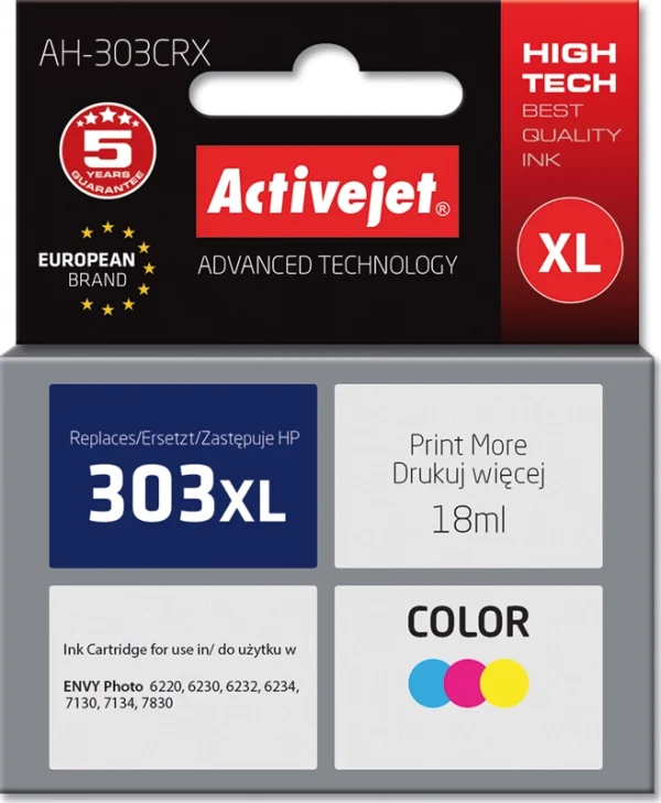 Active Jet Συμβατό Μελάνι Εκτυπωτή InkJet HP 303XL T6N03AE 415 Σελίδων 18ml Μαύρο 1τμχ