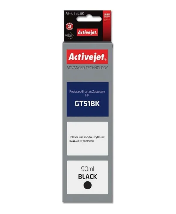 Active Jet Συμβατό Μελάνι Εκτυπωτή InkJet HP GT-51BK M0H57AE 90ml Μαύρο 1τμχ