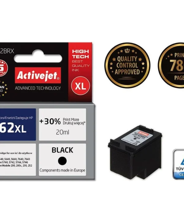 Active Jet Συμβατό Μελάνι Εκτυπωτή InkJet HP 62XL C2P05AE 780 Σελίδων 20ml Μαύρο 1τμχ