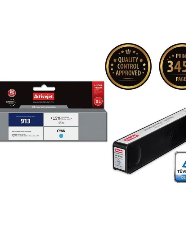 Active Jet Συμβατό Μελάνι Εκτυπωτή InkJet HP 913 F6T77AE 913 Σελίδων 45ml Κυανό 1τμχ