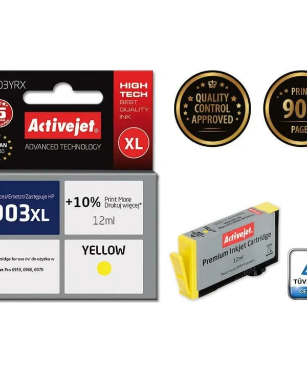 Active Jet Συμβατό Μελάνι Εκτυπωτή InkJet HP 903XL T6M11AE 900 Σελίδων 12ml Κίτρινο