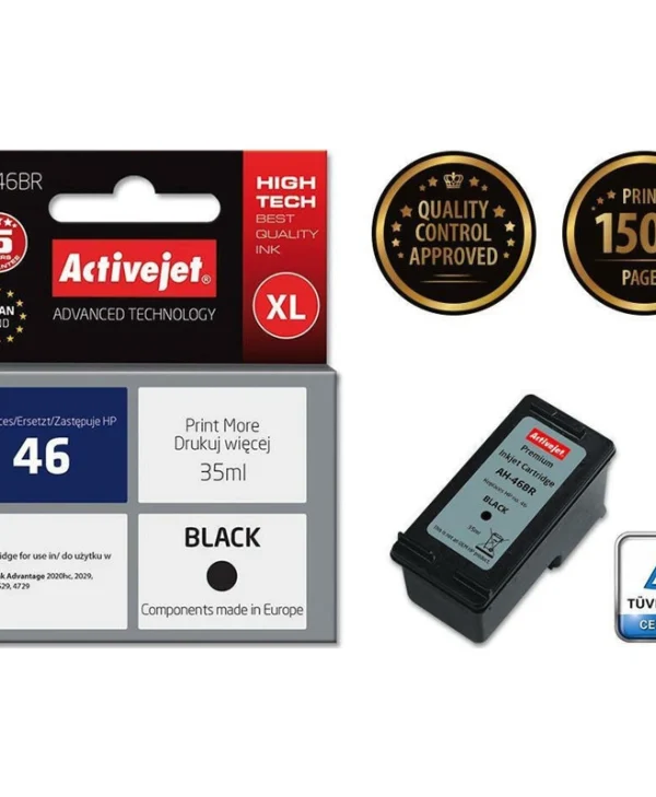 Active Jet Συμβατό Μελάνι Εκτυπωτή InkJet HP 46 CZ637AE 35ml Μαύρο 1τμχ