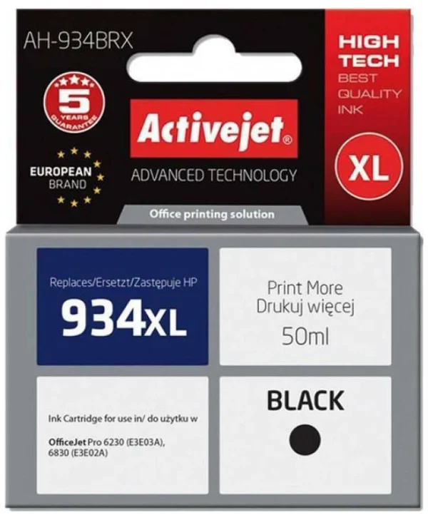 Active Jet Συμβατό Μελάνι Εκτυπωτή InkJet HP 934XL C2P23AE 50ml Μαύρο