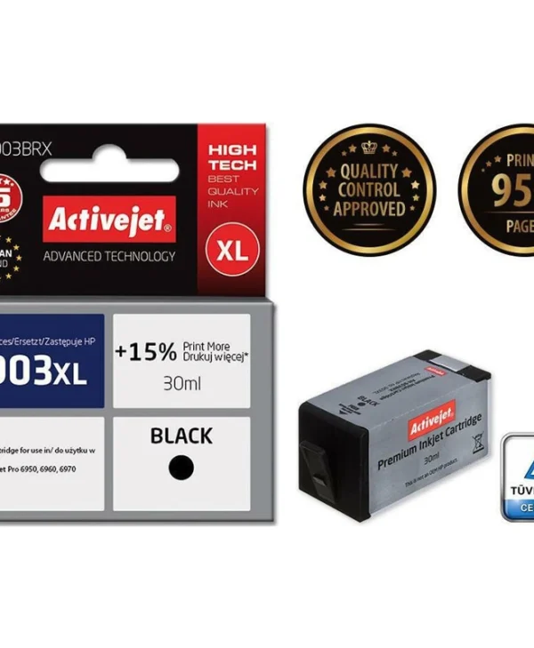 Active Jet Συμβατό Μελάνι Εκτυπωτή InkJet HP 903XL T6M15AE 950 Σελίδων 30ml Μαύρο 1τμχ