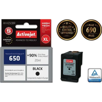 Active Jet Συμβατό Μελάνι Εκτυπωτή InkJet HP 650 CZ101AE 20ml Μαύρο 1τμχ