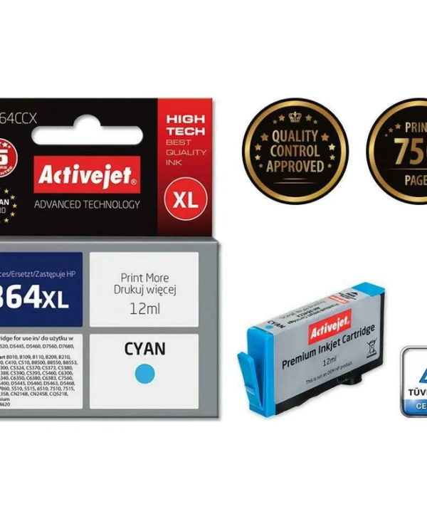 Active Jet Συμβατό Μελάνι Εκτυπωτή InkJet HP 364XL CB323EE 12ml Κυανό 1τμχ