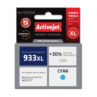 Active Jet Συμβατό Μελάνι Εκτυπωτή InkJet HP 933XL CN054AE 13ml Κυανό 1τμχ