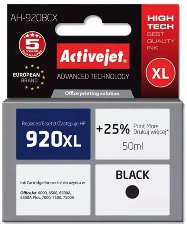 Active Jet Συμβατό Μελάνι Εκτυπωτή InkJet HP 920XL CD975AE 50ml Μαύρο 1τμχ