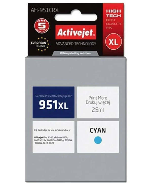 Active Jet Συμβατό Μελάνι Εκτυπωτή InkJet HP 951XL CN046AE 25ml Κυανό
