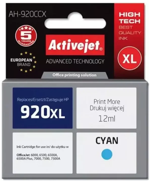 Active Jet Συμβατό Μελάνι Εκτυπωτή InkJet HP 920XL CD972AE 12ml Κυανό 1τμχ