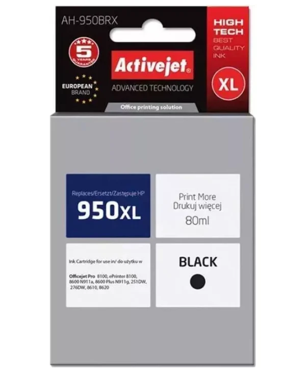 Active Jet Συμβατό Μελάνι Εκτυπωτή InkJet HP 950XL CN045AE 80ml Μαύρο 1τμχ