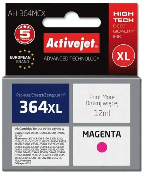 Active Jet Συμβατό Μελάνι Εκτυπωτή InkJet HP 364XL CB324EE 12ml Ματζέντα 1τμχ
