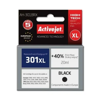 Active Jet Συμβατό Μελάνι Εκτυπωτή InkJet HP 301XL CH563EE 670 Σελίδων 20ml Μαύρο 1τμχ
