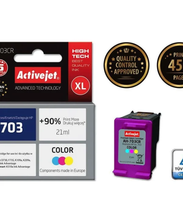 Active Jet Συμβατό Μελάνι Εκτυπωτή InkJet HP 703 CD888AE 470 Σελίδων 21ml Πολλαπλό (Color) 1τμχ