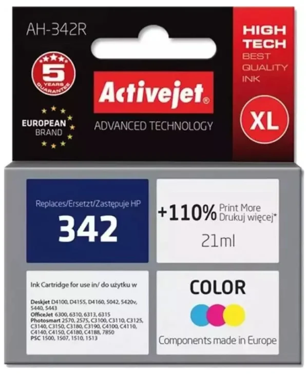 Active Jet Συμβατό Μελάνι Εκτυπωτή InkJet HP 342 C9361EE 21ml Πολλαπλό (Color) 1τμχ