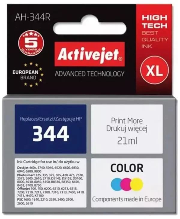 Active Jet Συμβατό Μελάνι Εκτυπωτή InkJet HP 344 C9363EE 21ml Πολλαπλό (Color) 1τμχ
