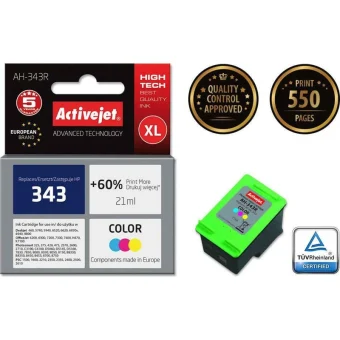 Active Jet Συμβατό Μελάνι Εκτυπωτή InkJet HP 343 C8766EE 21ml Πολλαπλό (Color) 1τμχ