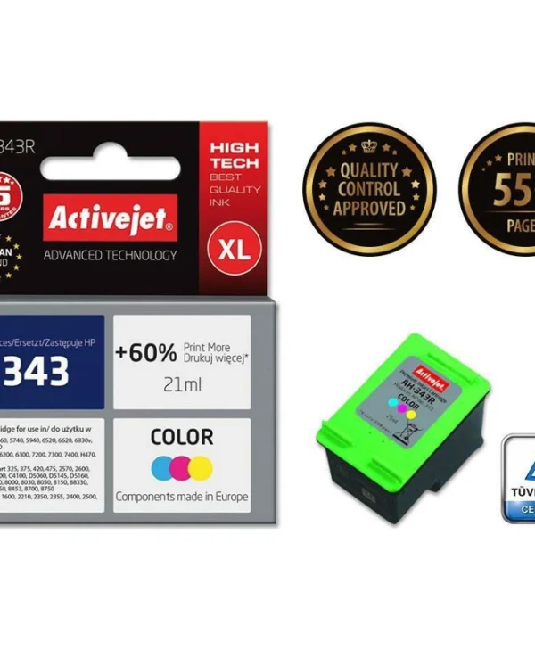 Active Jet Συμβατό Μελάνι Εκτυπωτή InkJet HP 343 C8766EE 21ml Πολλαπλό (Color) 1τμχ