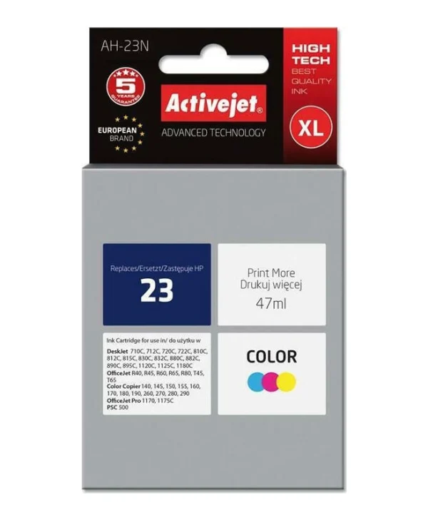 Active Jet Συμβατό Μελάνι Εκτυπωτή InkJet HP 23 C1823D 47ml Πολλαπλό (Color)