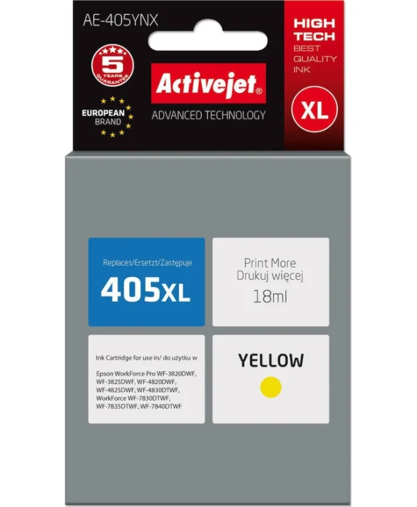 Active Jet Συμβατό Μελάνι Εκτυπωτή InkJet Epson 405XL 18ml Κίτρινο 1τμχ