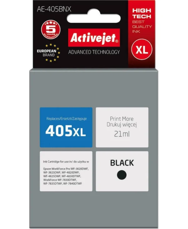 Active Jet Συμβατό Μελάνι Εκτυπωτή InkJet Epson 405XL 1100 Σελίδων 21ml Μαύρο 1τμχ