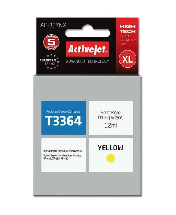 Active Jet Συμβατό Μελάνι Εκτυπωτή InkJet Epson 33XL T3364 12ml Κίτρινο 1τμχ