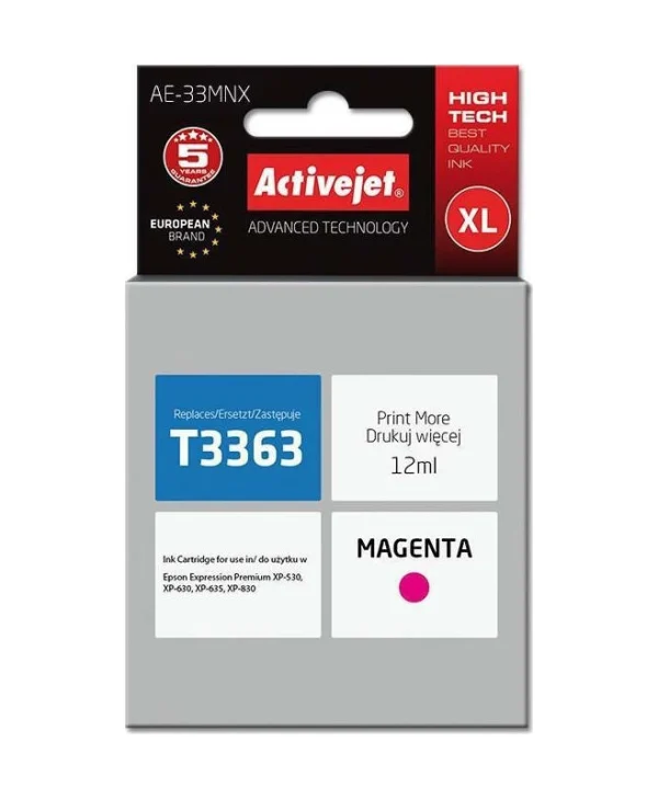 Active Jet Συμβατό Μελάνι Εκτυπωτή InkJet Epson 33XL T3363 12ml Ματζέντα 1τμχ