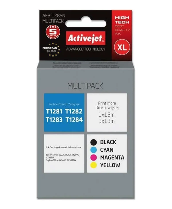 Active Jet Συμβατό Μελάνι Εκτυπωτή InkJet Epson T1284/T1283/T1282/T1281/T1285 15ml Πολλαπλό (Color) / Μαύρο