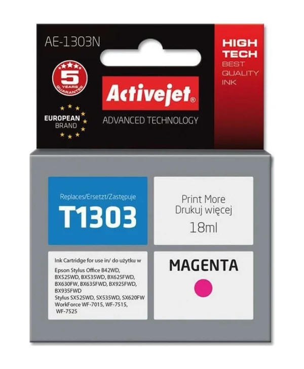 Active Jet Συμβατό Μελάνι Εκτυπωτή InkJet Epson T1303 18ml Ματζέντα