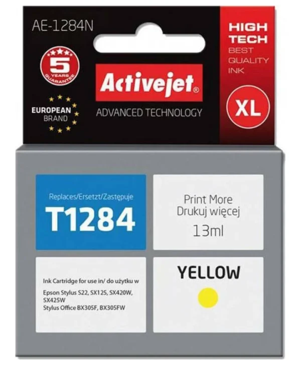 Active Jet Συμβατό Μελάνι Εκτυπωτή InkJet Epson T1284 13ml Κίτρινο 1τμχ