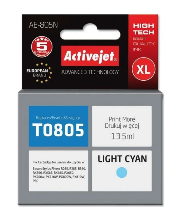 Active Jet Συμβατό Μελάνι Εκτυπωτή InkJet Epson T0805 13.5ml Κυανό 1τμχ