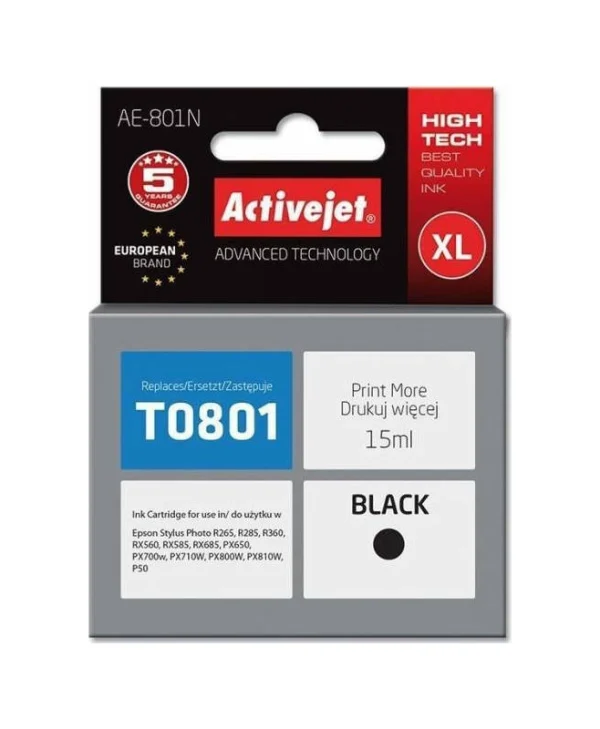 Active Jet Συμβατό Μελάνι Εκτυπωτή InkJet Epson T0801 15ml Μαύρο 1τμχ