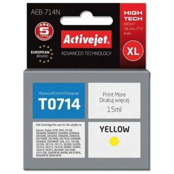 Active Jet Συμβατό Μελάνι Εκτυπωτή InkJet Epson T0714 15ml Κίτρινο 1τμχ