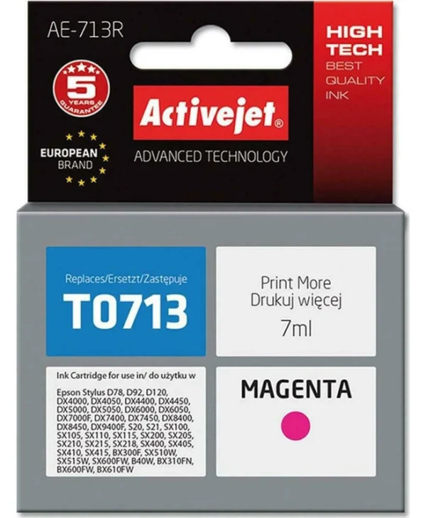 Active Jet Συμβατό Μελάνι Εκτυπωτή InkJet Epson T0713/T0893 15ml Ματζέντα 1τμχ