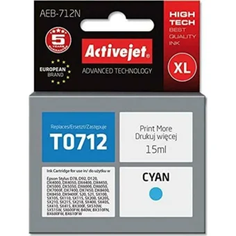 Active Jet Συμβατό Μελάνι Εκτυπωτή InkJet Epson T0712 15ml Κυανό 1τμχ