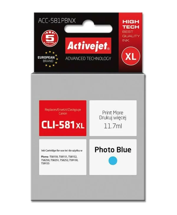 Active Jet Συμβατό Μελάνι Εκτυπωτή InkJet Canon CLI-581XL 11.7ml Κυανό 1τμχ
