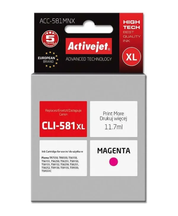 Active Jet Συμβατό Μελάνι Εκτυπωτή InkJet Canon CLI-581XL 11.7ml Ματζέντα 1τμχ