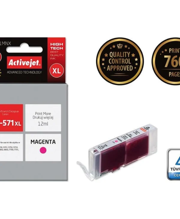 Active Jet Συμβατό Μελάνι Εκτυπωτή InkJet Canon CLI-571XL 12ml Ματζέντα