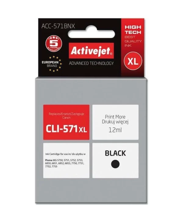 Active Jet Συμβατό Μελάνι Εκτυπωτή InkJet Canon CLI-571XL 12ml Μαύρο