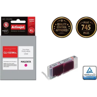 Active Jet Συμβατό Μελάνι Εκτυπωτή InkJet Canon CLI-551MXL 15ml Ματζέντα