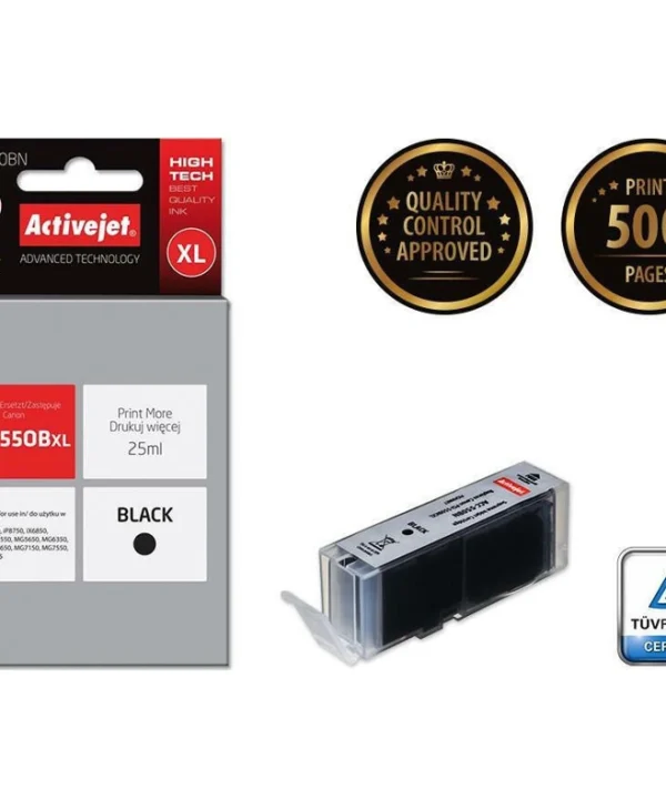 Active Jet Συμβατό Μελάνι Εκτυπωτή InkJet Canon PGI-550BK 25ml Μαύρο 1τμχ