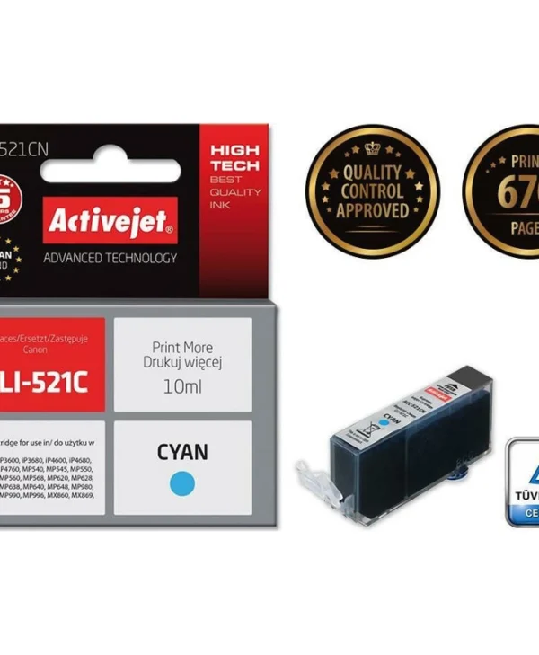 Active Jet Συμβατό Μελάνι Εκτυπωτή InkJet Canon CLI-521C 10ml Κυανό 1τμχ