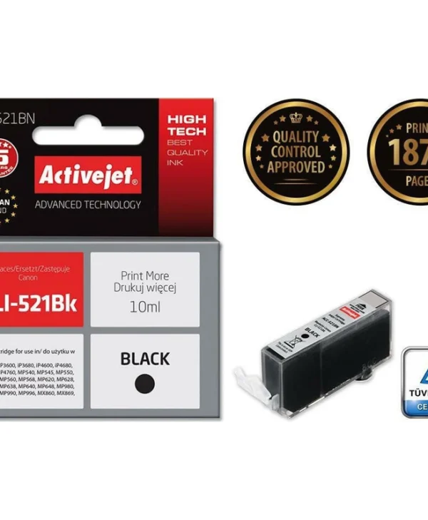 Active Jet Συμβατό Μελάνι Εκτυπωτή InkJet Canon CLI-521BK 10ml Μαύρο 1τμχ