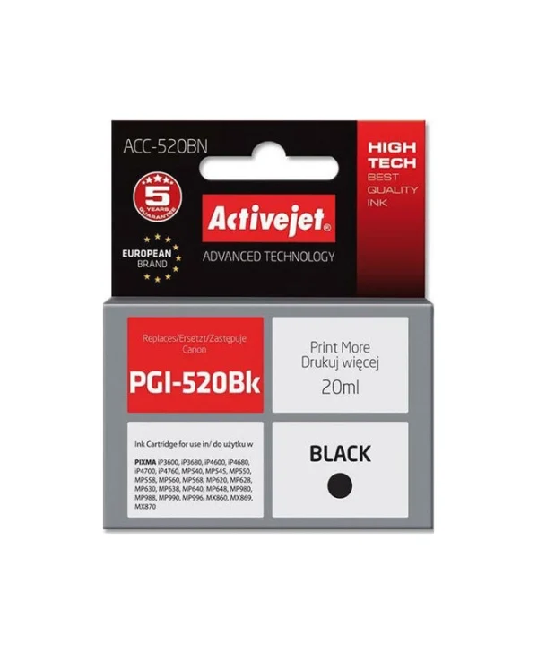 Active Jet Συμβατό Μελάνι Εκτυπωτή InkJet Canon 20ml Μαύρο 1τμχ